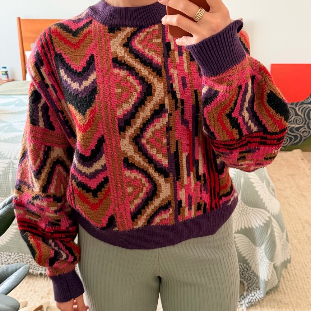 FARM Rio Striped Multicolor Patchwork Sweater - image 2